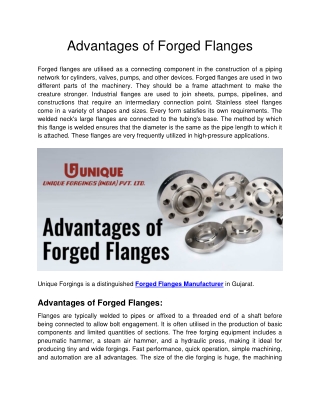 Advantages of Forged Flanges