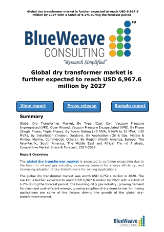 Global dry transformer market