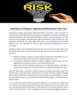 Importance of Hiring an Experienced Attorney For Your Case