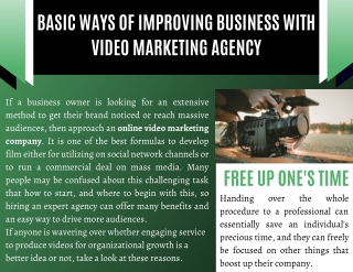 Basic Ways of Improving Business with Video Marketing Agency