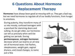 6 Questions About Hormone Replacement Therapy