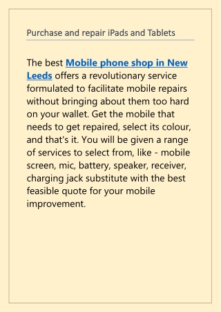 Get Mobile Phone Shop New Leeds