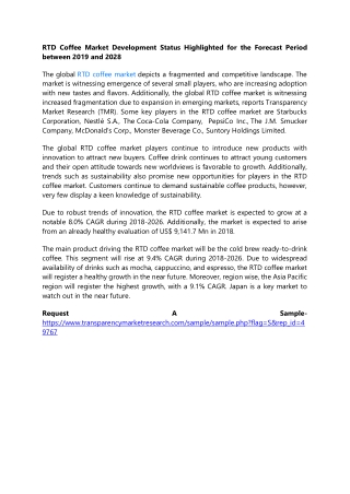 RTD Coffee Market Development Status Highlighted for the Forecast Period between