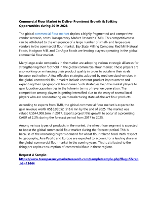 Commercial Flour Market to Deliver Prominent Growth & Striking Opportunities dur