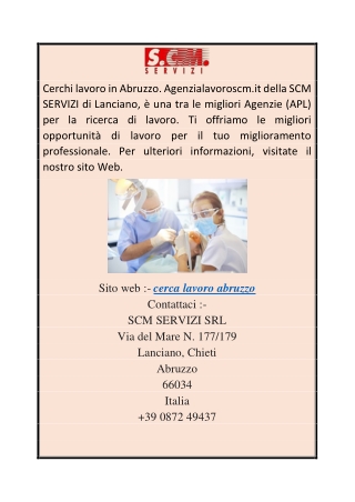 cerca lavoro abruzzo  Agenzialavoroscm.it