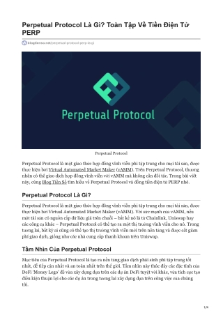 Perpetual Protocol Là Gì Toàn Tập Về Tiền Điện Tử PERP