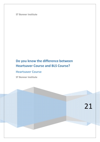 Heartsaver Course - ST Bonner Institute