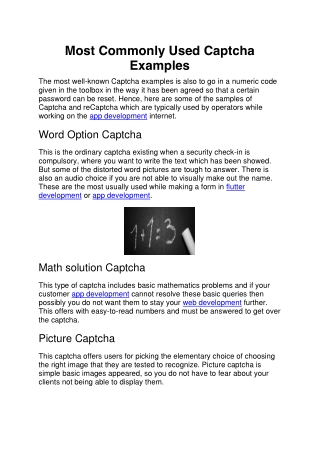 Most Commonly Used Captcha Examples