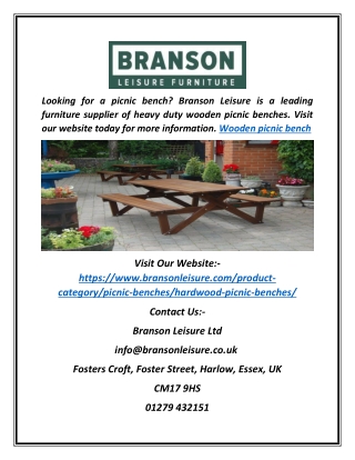 Wooden Picnic Bench | Branson Leisure