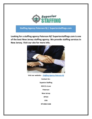 Staffing Agency Paterson Nj | Superiorstaffings.com