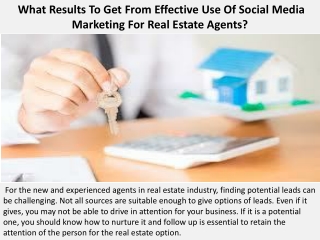 What Results To Get From Effective Use Of Social Media Marketing For Real Estate