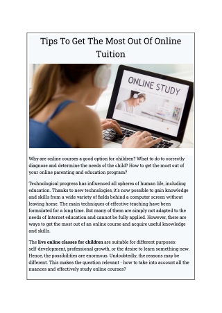 5 Tips To Get The Most Out Of Online Tuition