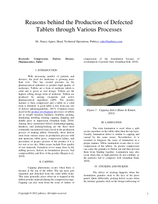 Reasons behind the production of defected tablets through various processes - Pubrica