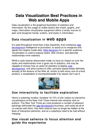 Data Visualization Best Practices in Web and Mobile Apps