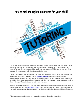 How to pick the right online tutor for your child