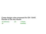 Creep design rules proposed for EN 13445 Review of the key issues