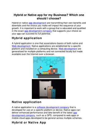 Hybrid or Native app for my Business- Which one should I choose.