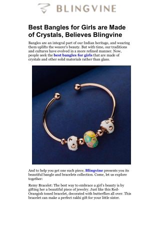 Best Bangles for Girls are Made of Crystals, Believes Blingvine