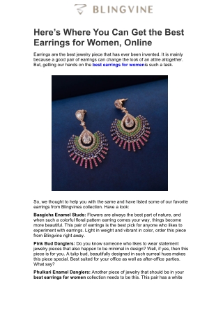 Here’s Where You Can Get the Best Earrings for Women, Online