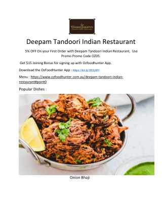 5% Off - Deepam Tandoori Indian Restaurant Berwick Menu, VIC