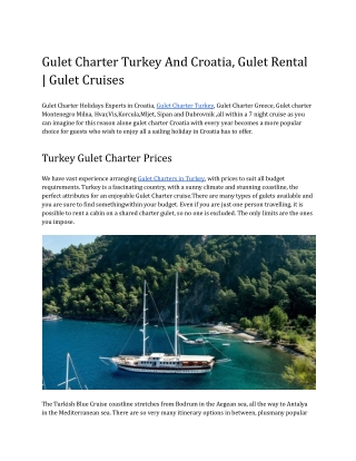 Gulet Charter Turkey And Croatia, Gulet Rental | Gulet Cruises