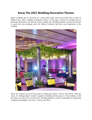 Know The 2021 Wedding Decoration Themes