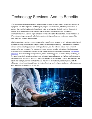 Technology Services  And Its Benefits
