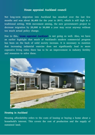 best house appraisal in auckland council
