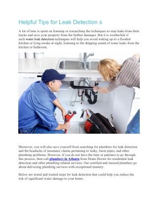 Helpful Tips for Leak Detection