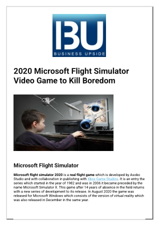 2020 Microsoft Flight Simulator Video Game to Kill Boredom