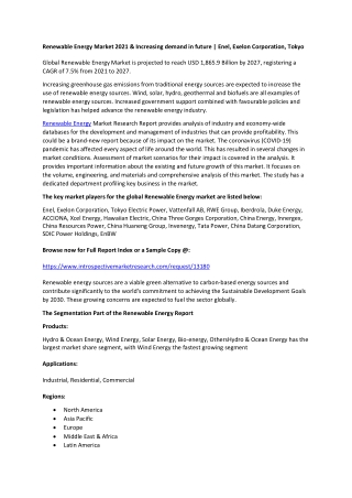 Renewable Energy Market 2021