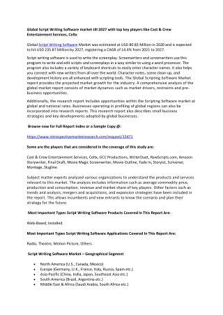 Global Script Writing Software market till 2027
