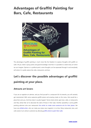 Advantages of Graffiti Painting for Bars, Cafe, Restaurants