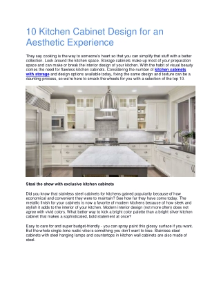 10 Kitchen Cabinet Design for an Aesthetic Experience