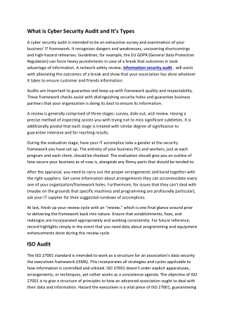 What is Cyber Security Audit and Its Types