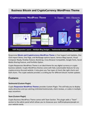 Business Bitcoin and CryptoCurrency WordPress Theme