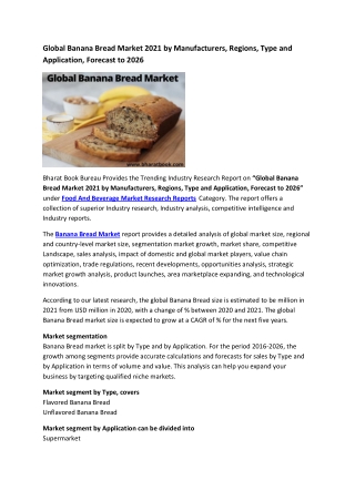 Global Banana Bread Market Research Report 2021-2026