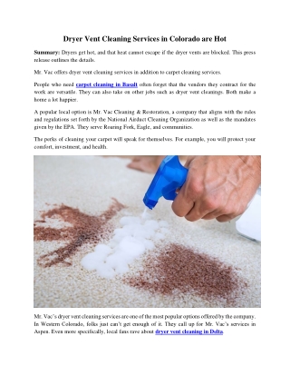Dryer Vent Cleaning Services in Colorado are Hot