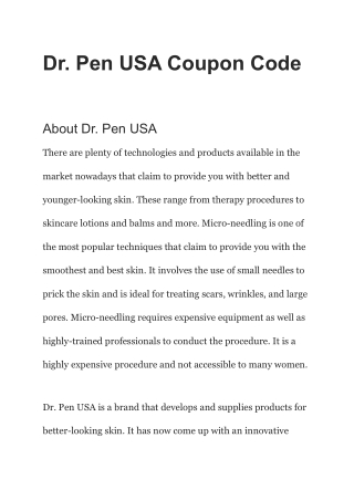 Dr Pen USA Coupon Code