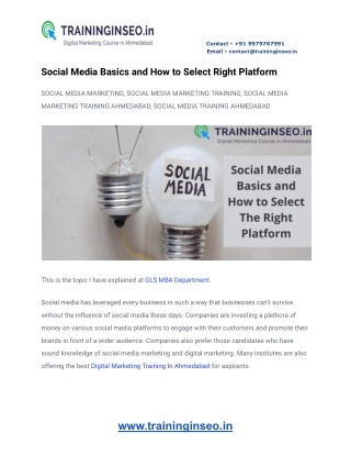 Social Media Basics and How to Select Right Platform