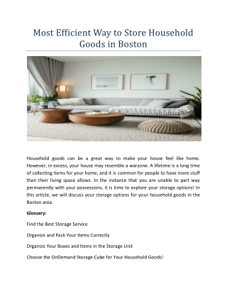 Most Efficient Way to Store Household Goods in Boston