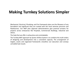 Making Turnkey Solutions Simpler