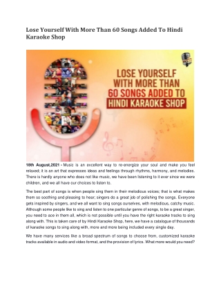 Lose Yourself With More Than 60 Songs Added To Hindi Karaoke Shop