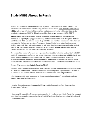 Study MBBS abroad in Russia