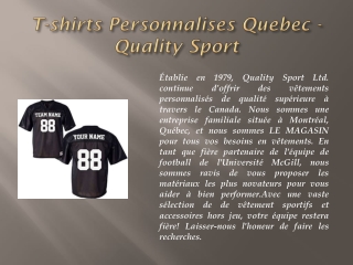 T-shirts Personnalises Quebec - Quality Sport