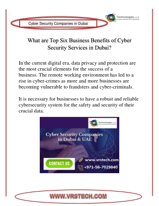 What are the Advantages of Reliable Cyber Security Dubai?