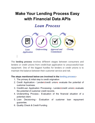 Make your Lending Process Easy with financial data apis