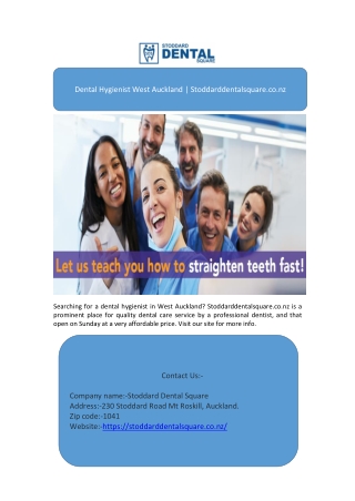 Dental Hygienist West Auckland | Stoddarddentalsquare.co.nz