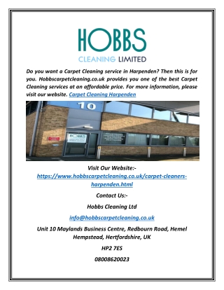 Carpet Cleaning Harpenden | Hobbscarpetcleaning.co.uk