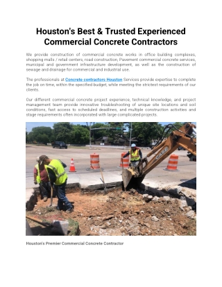 Houston's Best & Trusted Experienced Commercial Concrete Contractors